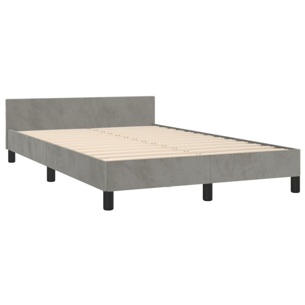 Produktbild för Sängram utan madrass ljusgrå 120x200 cm sammet