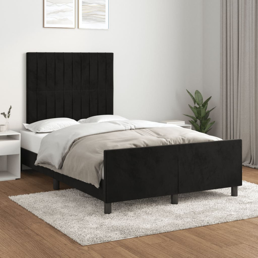 Produktbild för Sängram utan madrass svart 120x200 cm sammet