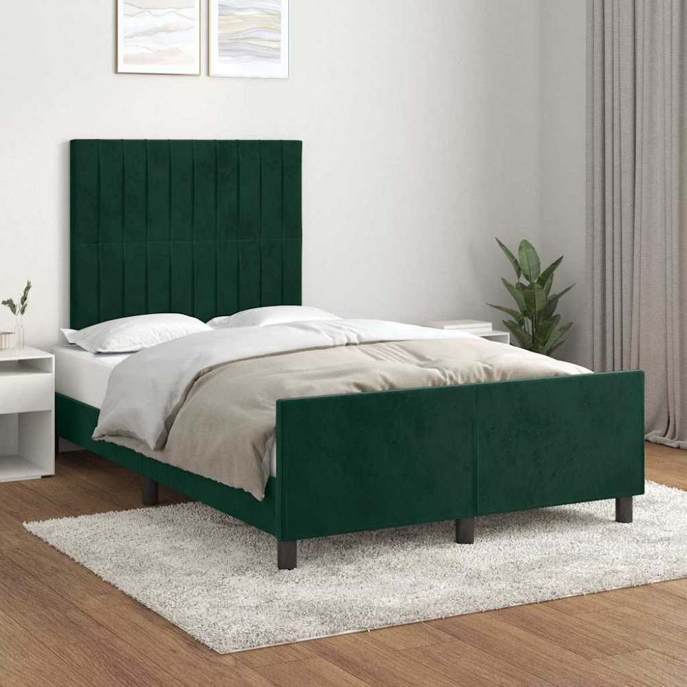 Produktbild för Sängram utan madrass mörkgrön 120x200 cm sammet