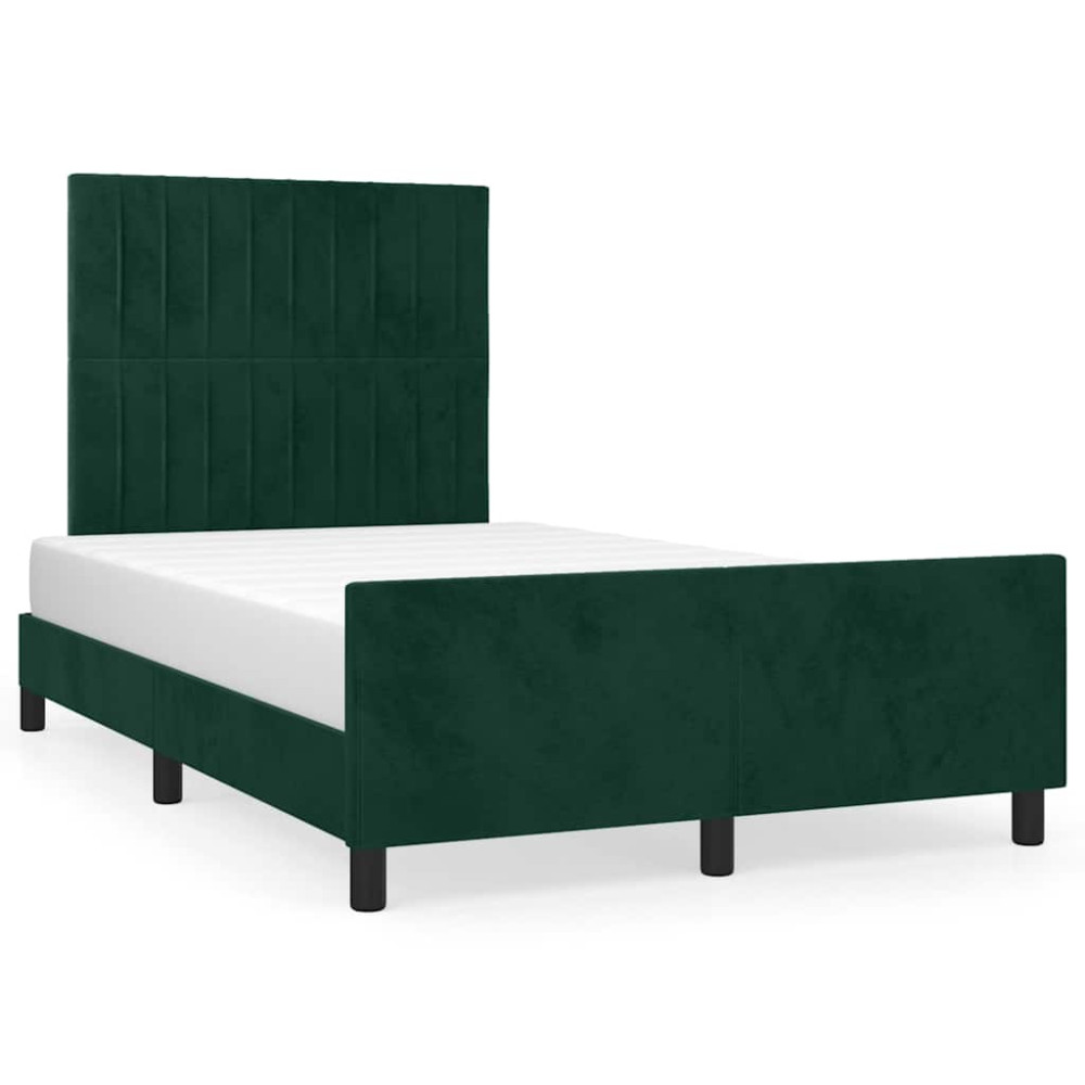 Produktbild för Sängram utan madrass mörkgrön 120x200 cm sammet