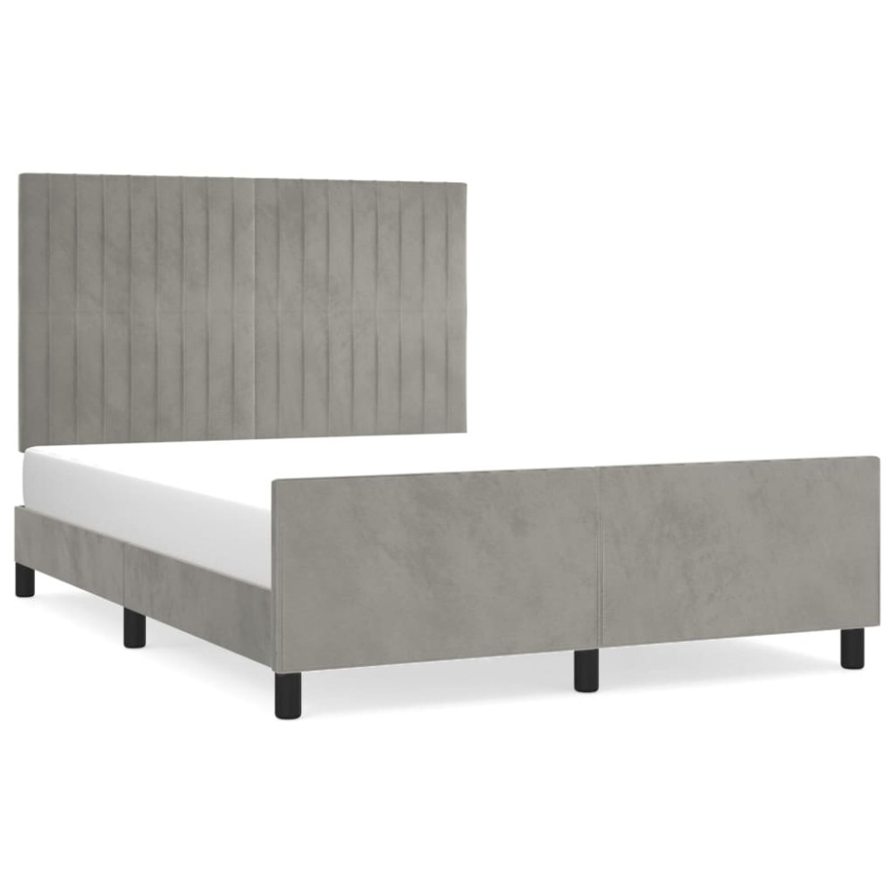 Produktbild för Sängram utan madrass ljusgrå 140x190 cm sammet