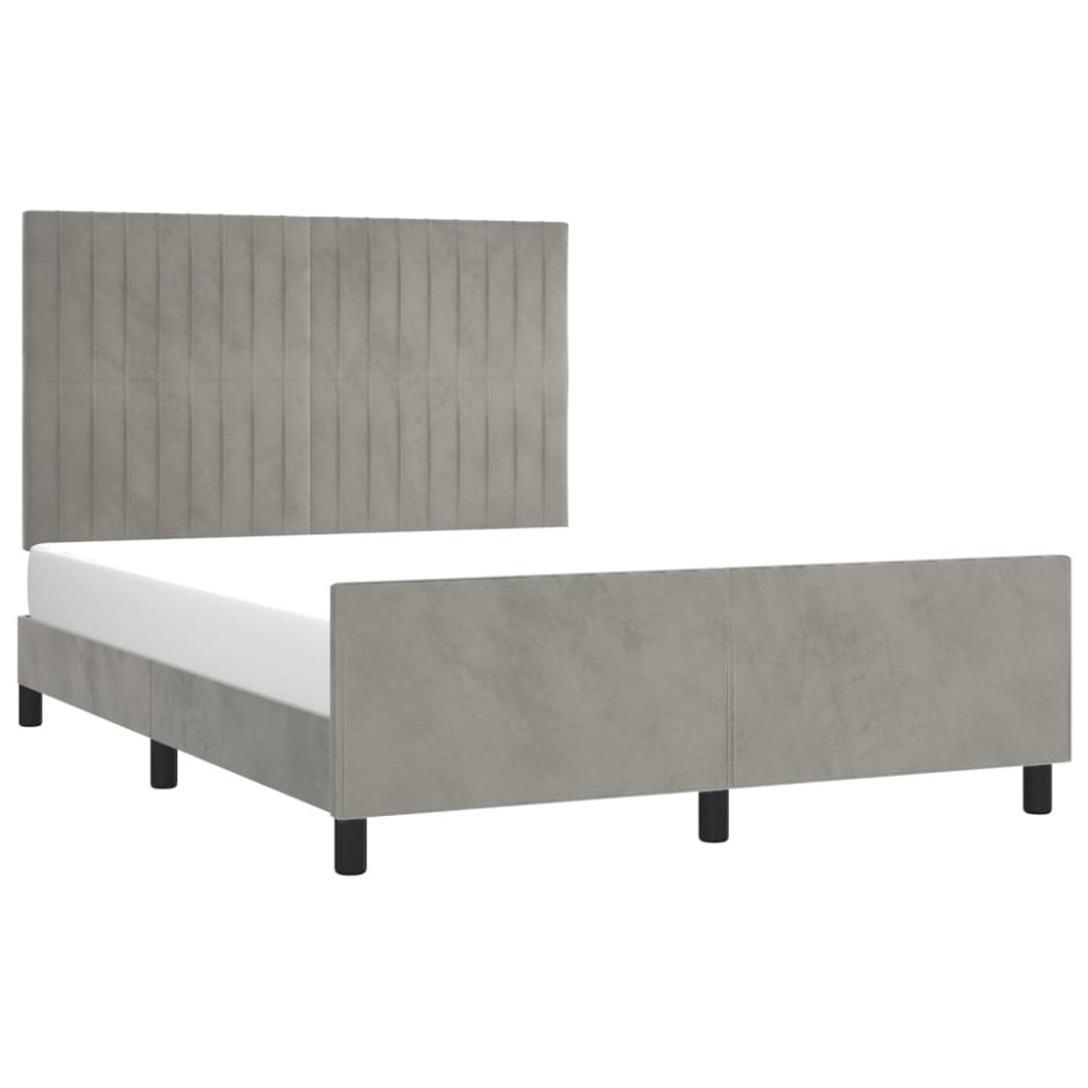 Produktbild för Sängram utan madrass ljusgrå 140x190 cm sammet