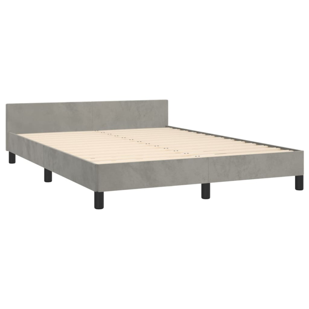 Produktbild för Sängram utan madrass ljusgrå 140x190 cm sammet