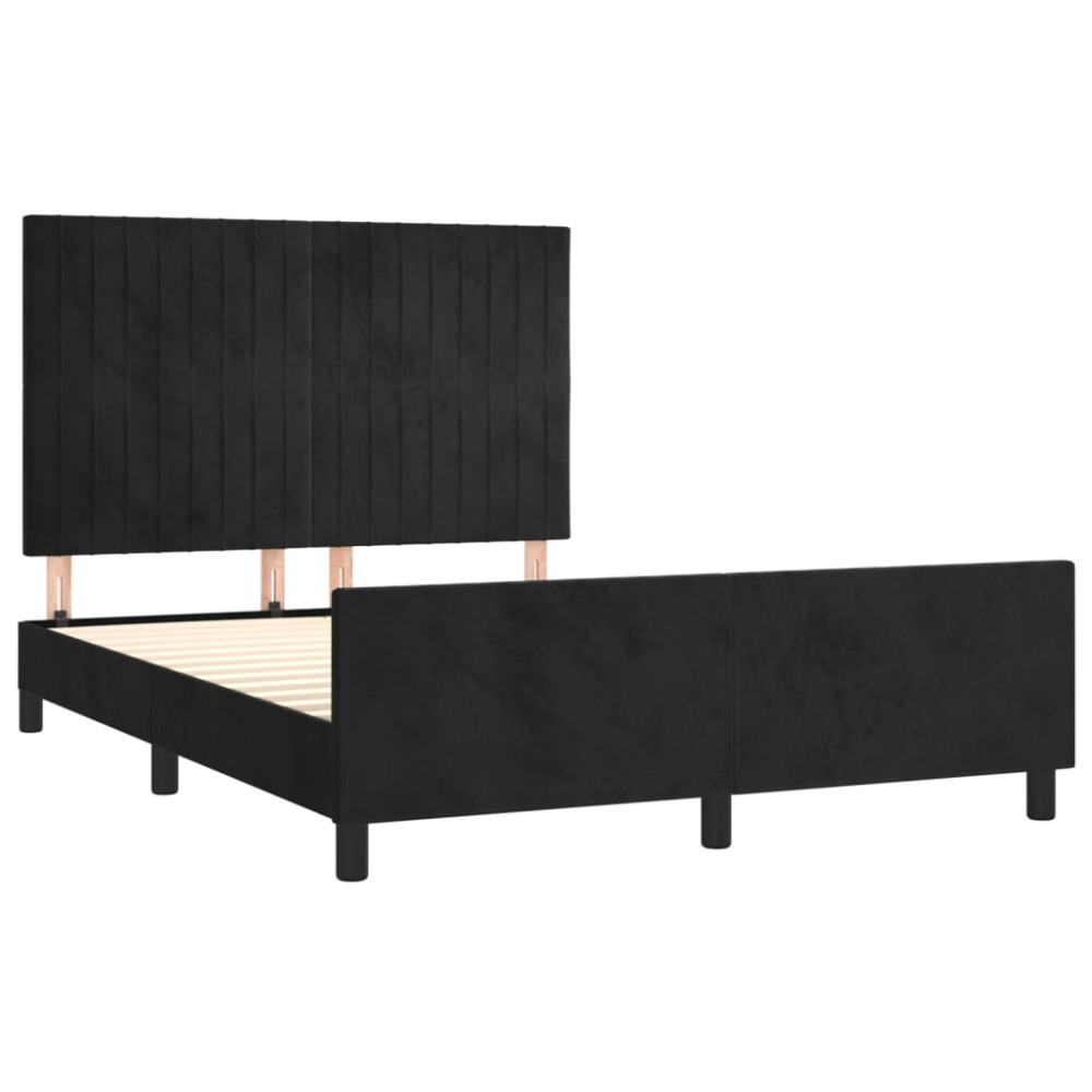 Produktbild för Sängram utan madrass svart 140x190 cm sammet