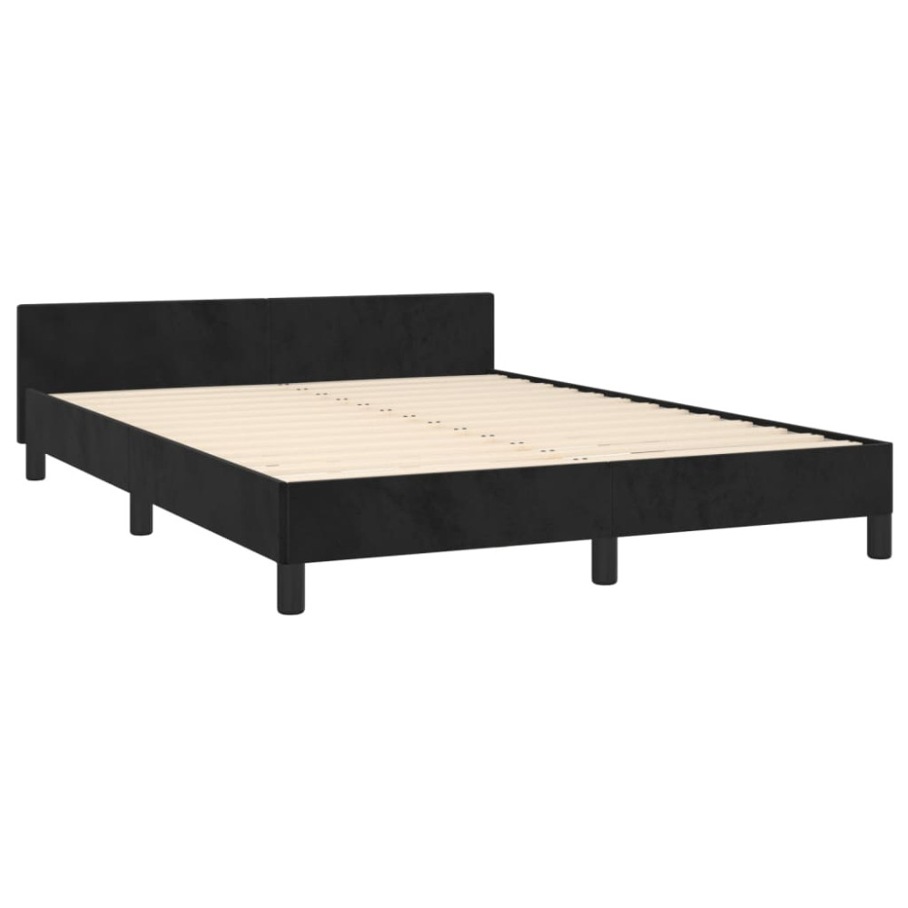 Produktbild för Sängram utan madrass svart 140x190 cm sammet