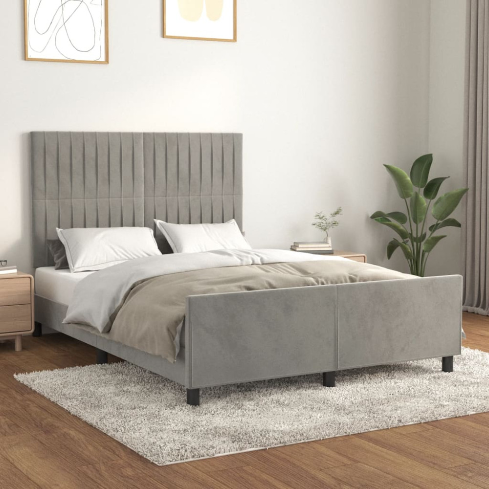 Produktbild för Sängram utan madrass ljusgrå 140x200 cm sammet