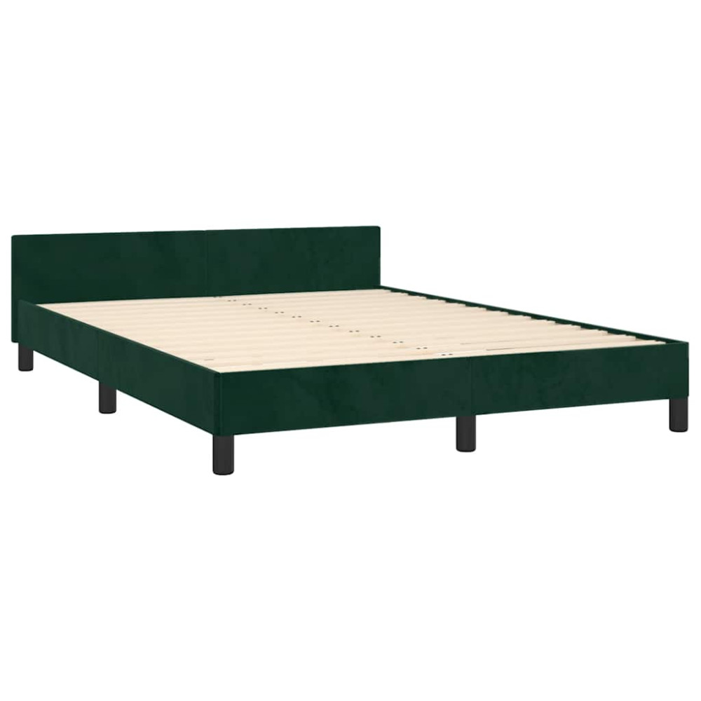 Produktbild för Sängram utan madrass mörkgrön 140x200 cm sammet