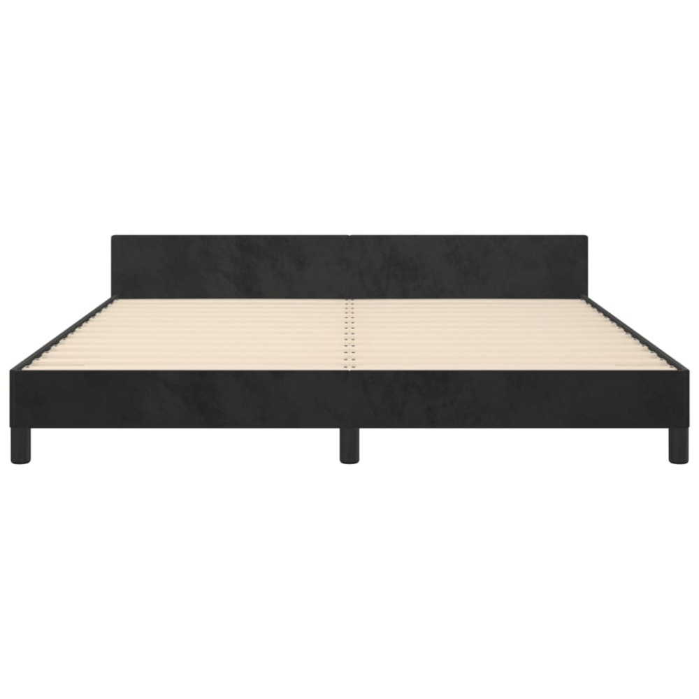 Produktbild för Sängram utan madrass svart 160x200 cm sammet