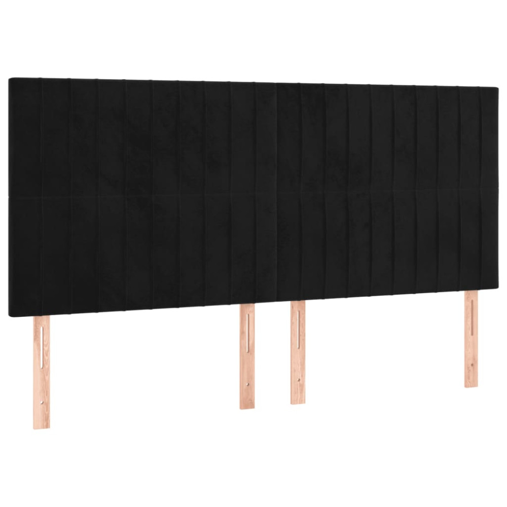 Produktbild för Sängram utan madrass svart 160x200 cm sammet