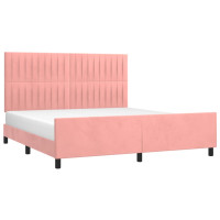 Produktbild för Sängram med huvudgavel rosa 160x200 cm sammet