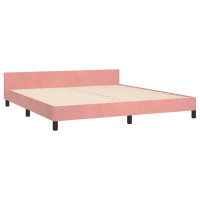 Produktbild för Sängram med huvudgavel rosa 160x200 cm sammet