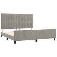 Produktbild för Sängram med huvudgavel ljusgrå 180x200 cm sammet
