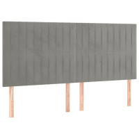 Produktbild för Sängram med huvudgavel ljusgrå 180x200 cm sammet