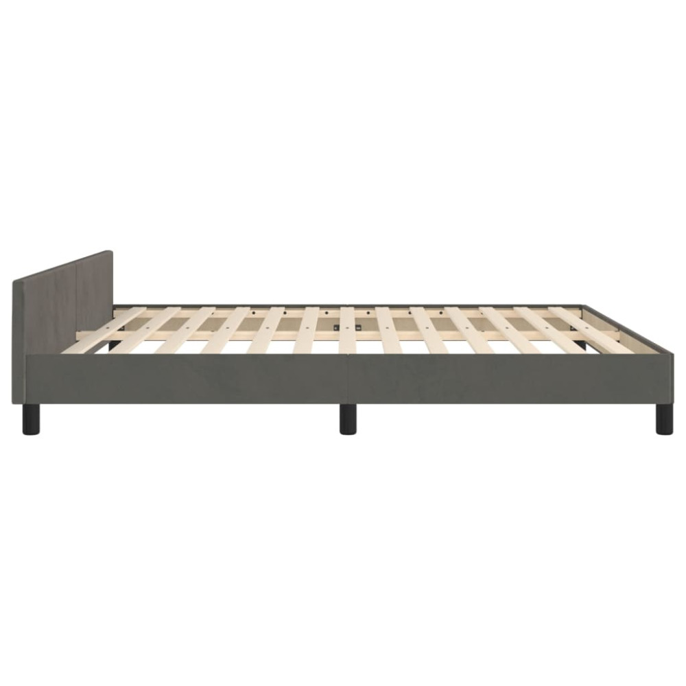 Produktbild för Sängram med huvudgavel mörkgrå 180x200 cm sammet