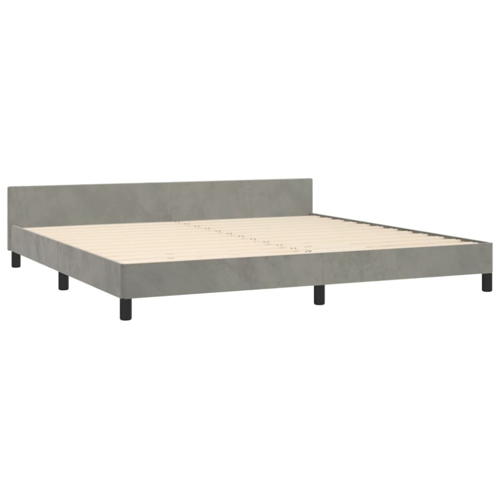 Produktbild för Sängram utan madrass ljusgrå 200x200 cm sammet