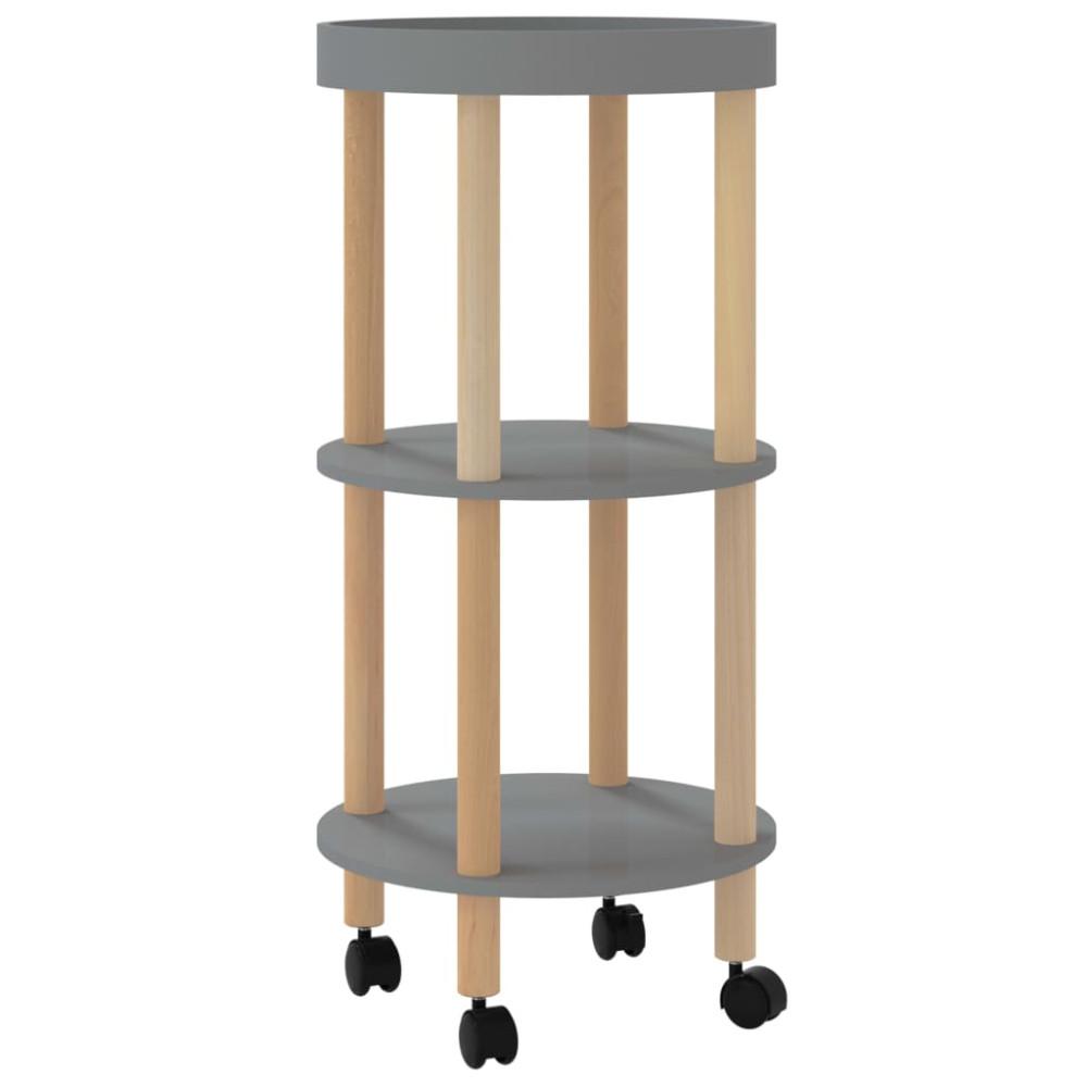 Produktbild för Vagn med 3 hyllplan grå 38x38x82cm konstruerat trä&massiv furu