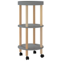 Produktbild för Vagn med 3 hyllplan grå 38x38x82cm konstruerat trä&massiv furu