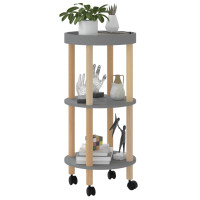 Produktbild för Vagn med 3 hyllplan grå 38x38x82cm konstruerat trä&massiv furu