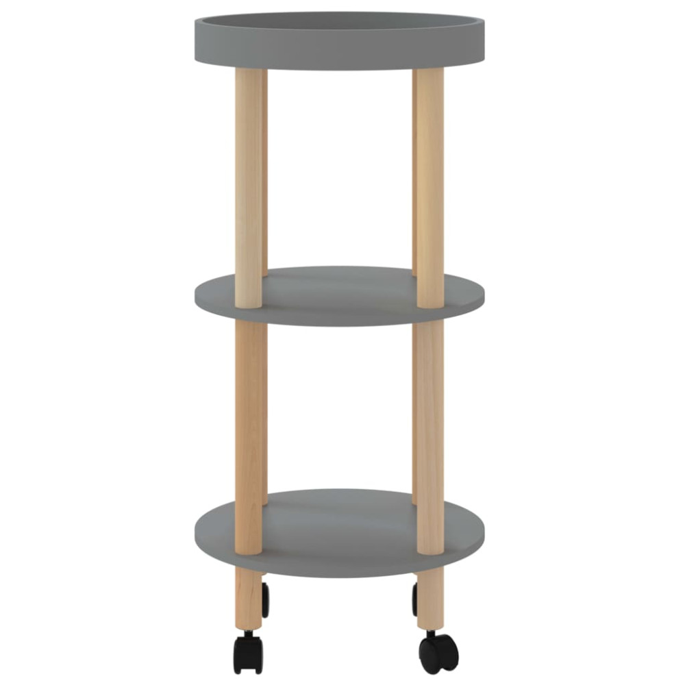 Produktbild för Vagn med 3 hyllplan grå 38x38x82cm konstruerat trä&massiv furu