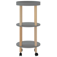 Produktbild för Vagn med 3 hyllplan grå 38x38x82cm konstruerat trä&massiv furu