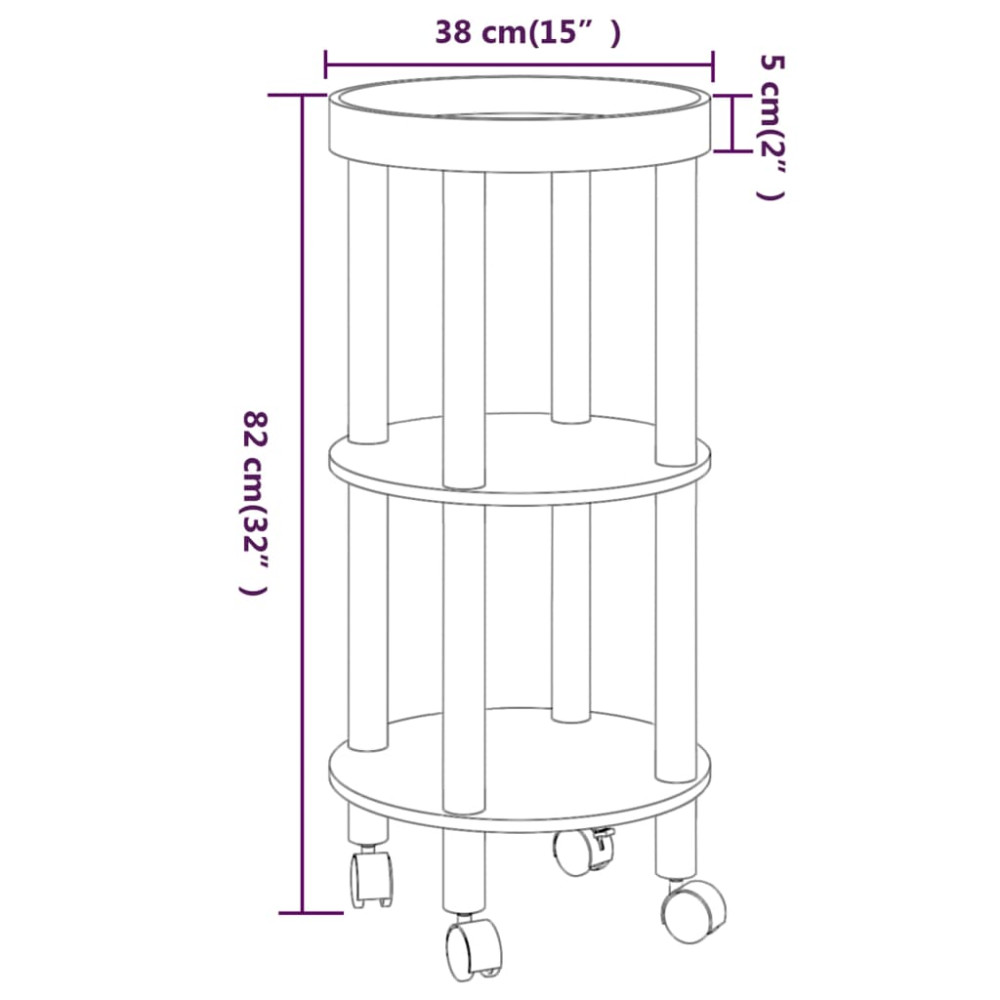 Produktbild för Vagn med 3 hyllplan grå 38x38x82cm konstruerat trä&massiv furu
