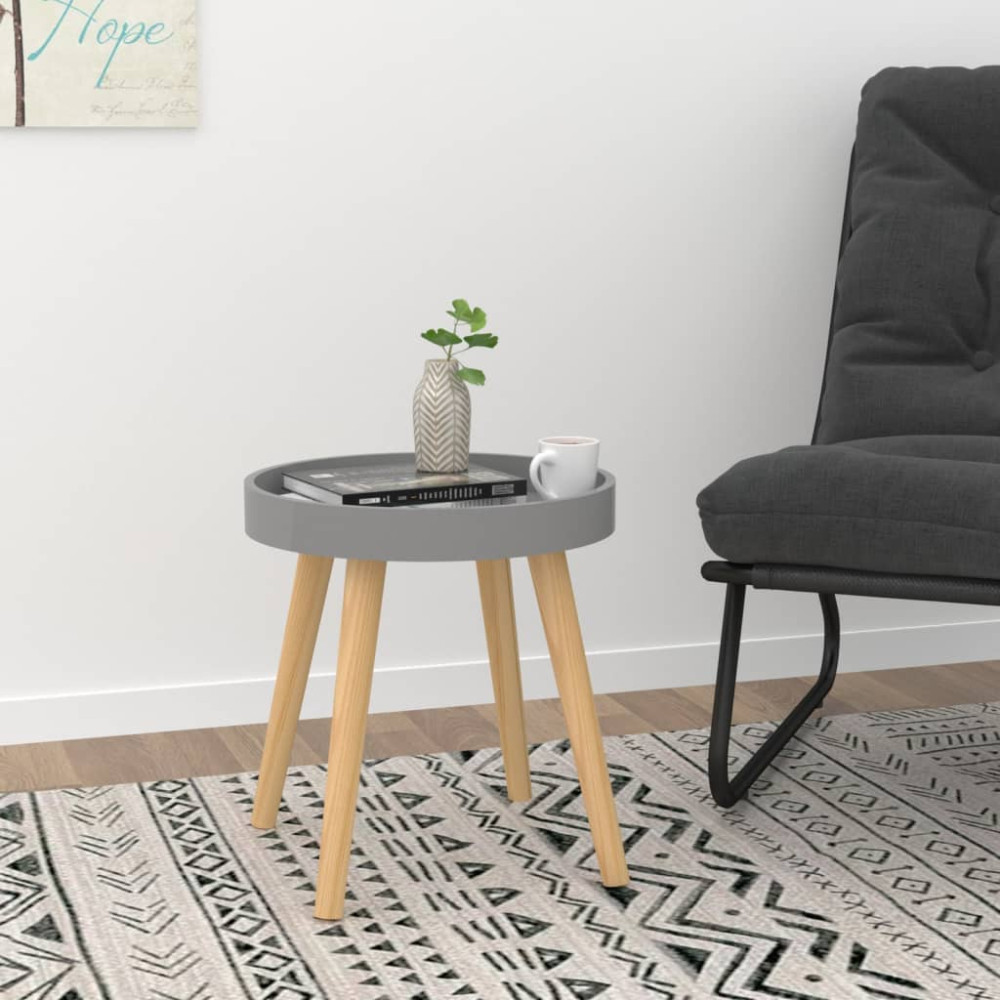 Produktbild för Sidobord grå 38x38x40 cm konstruerat trä&massiv furu