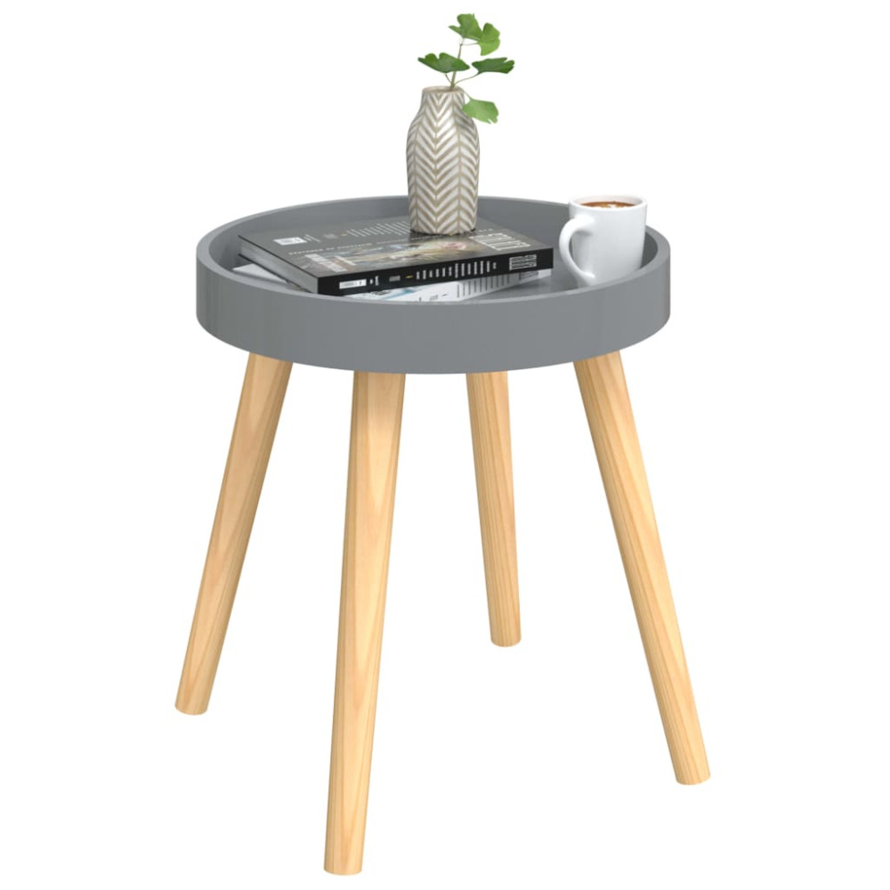 Produktbild för Sidobord grå 38x38x40 cm konstruerat trä&massiv furu