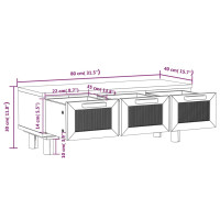 Produktbild för Soffbord vit 80x40x30 cm konstruerat trä&massiv furu