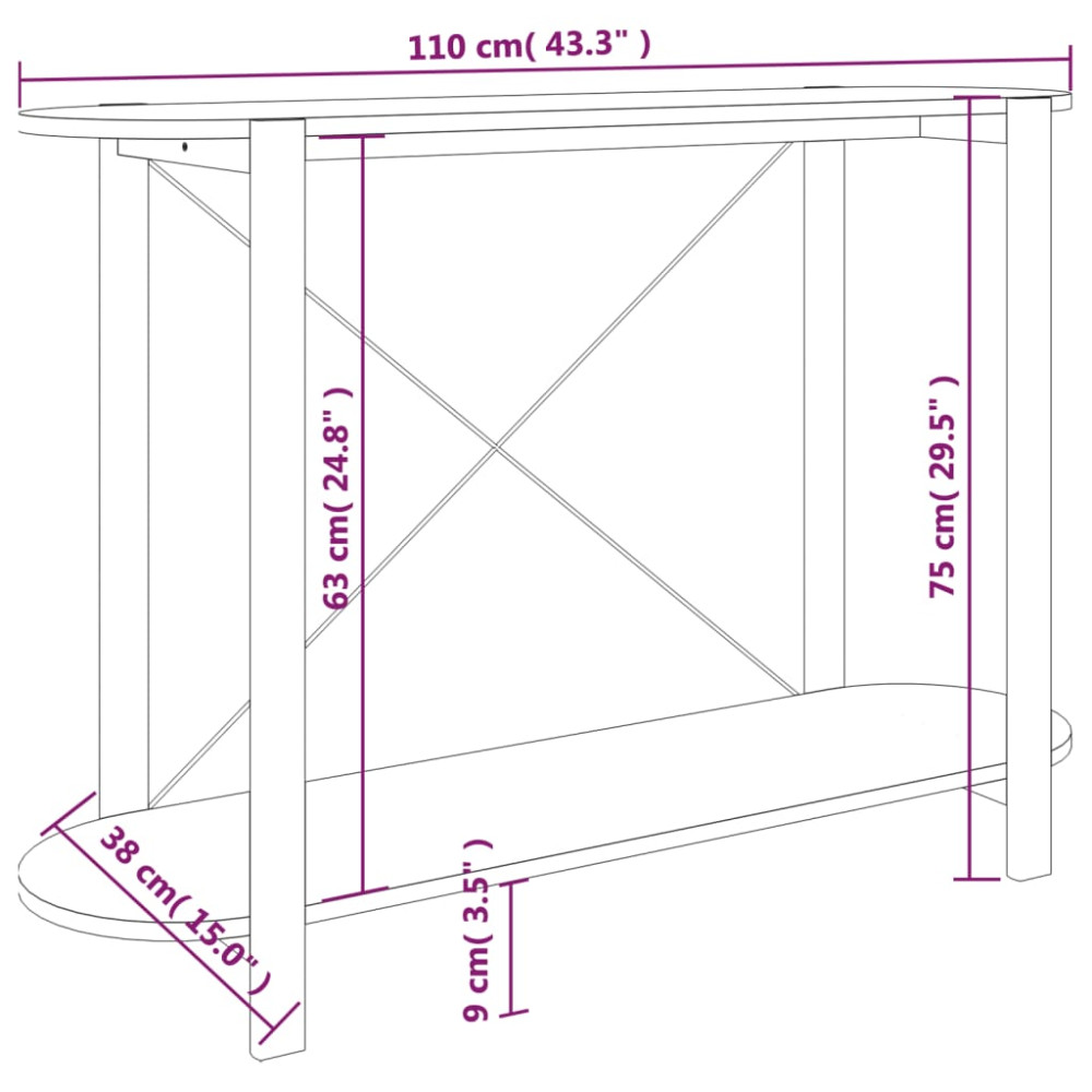 Produktbild för Konsolbord 110x38x75 cm konstruerat trä
