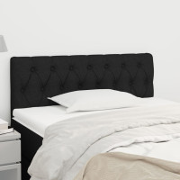 Produktbild för Sänggavel svart 100 x 7 x 78/88 cm tyg