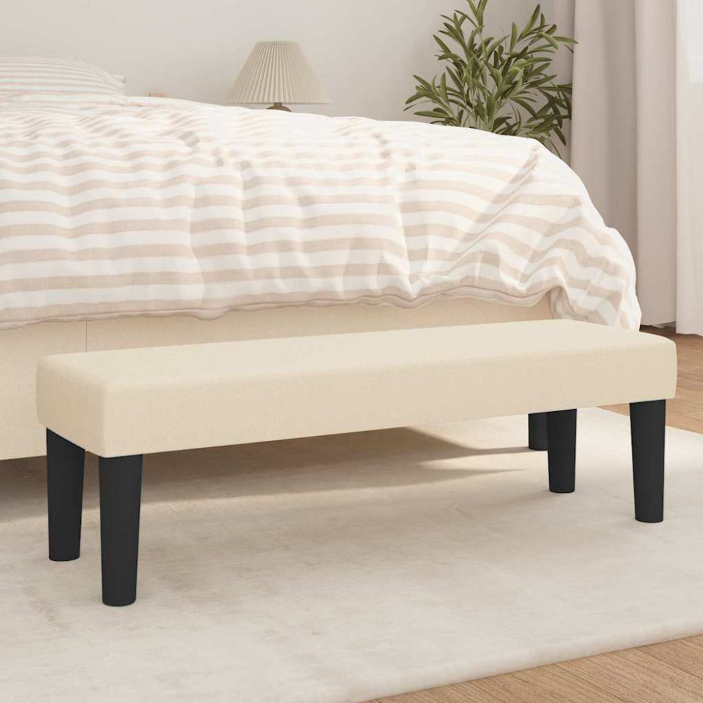 Produktbild för Bänk gräddvit 100x30x30 cm tyg