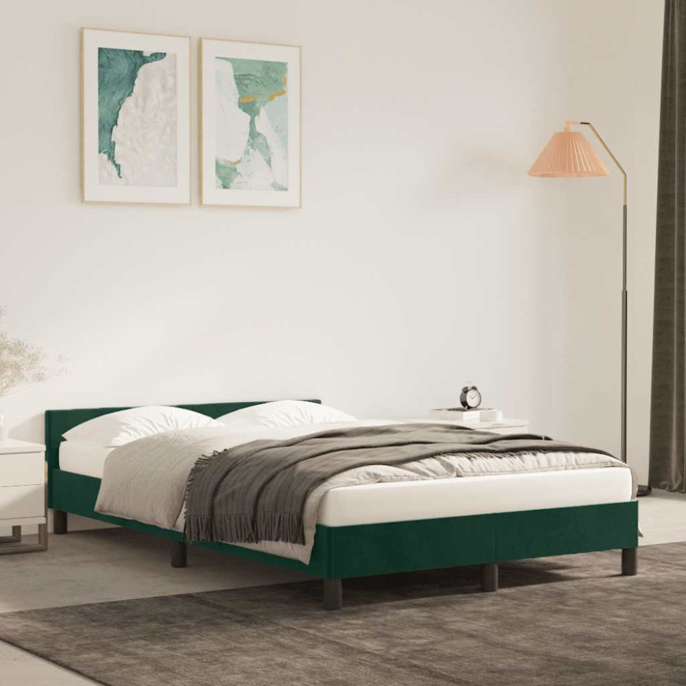 Produktbild för Sängram utan madrass mörkgrön 120x200 cm sammet