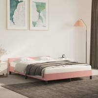 Miniatyr av produktbild för Sängram med huvudgavel rosa 140x200 cm sammet