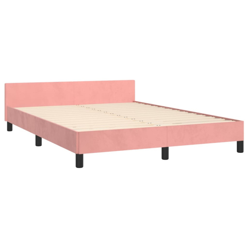 Produktbild för Sängram med huvudgavel rosa 140x200 cm sammet