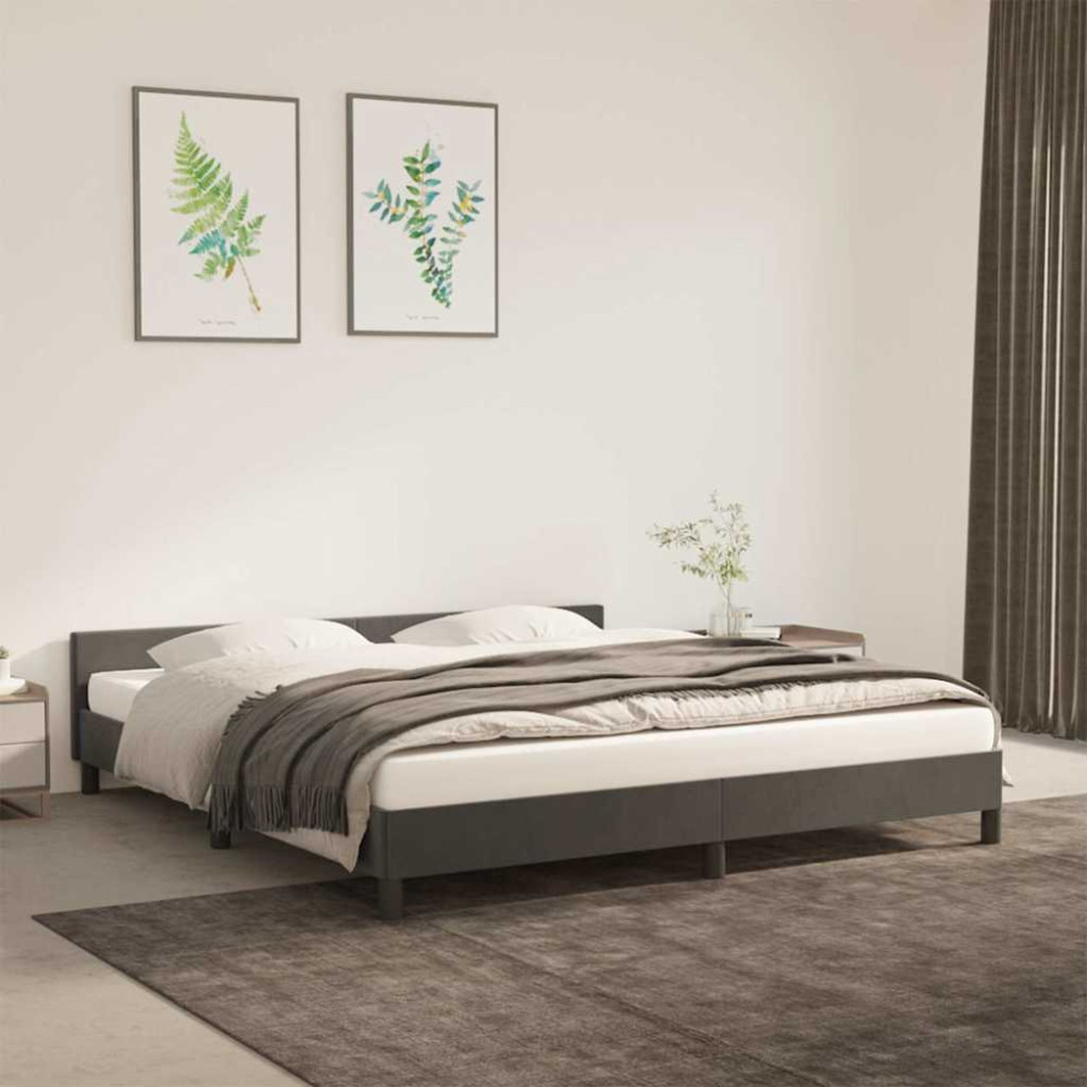 Produktbild för Sängram utan madrass mörkgrå 180x200 cm sammet