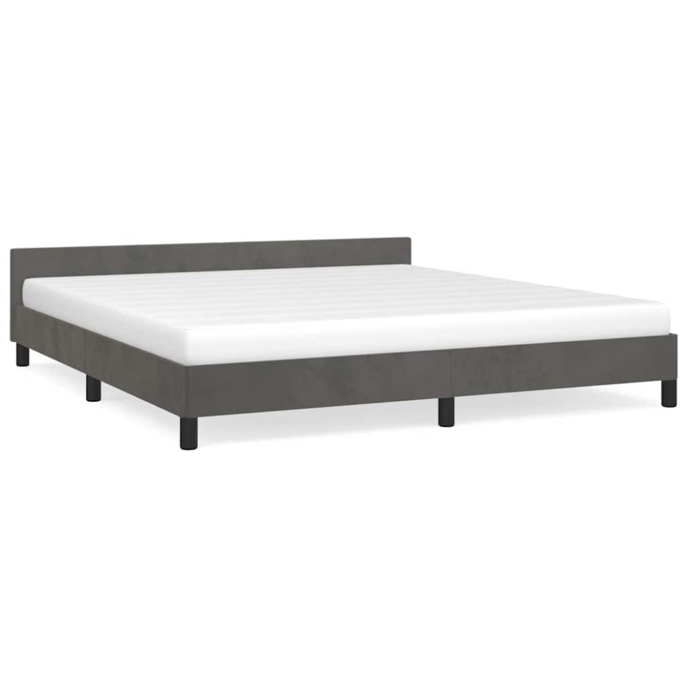 Produktbild för Sängram utan madrass mörkgrå 180x200 cm sammet