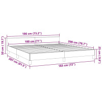 Produktbild för Sängram utan madrass mörkgrå 180x200 cm sammet