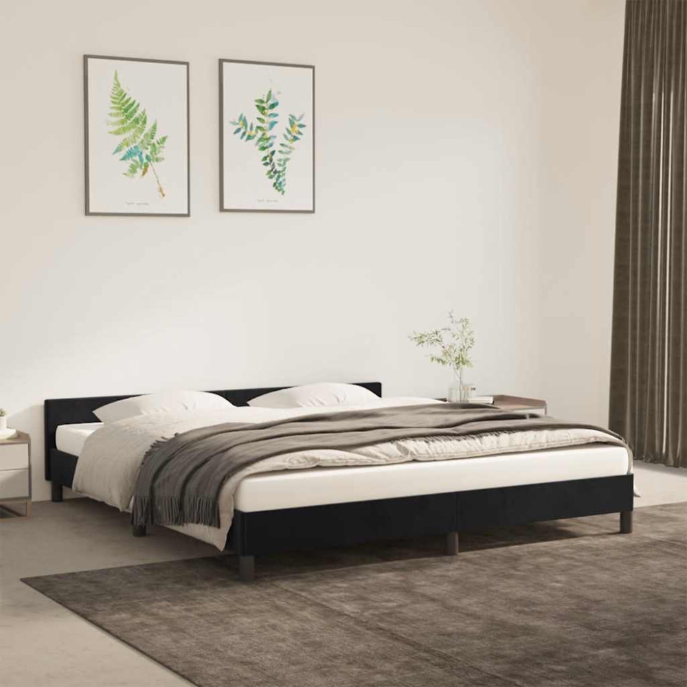 Produktbild för Sängram utan madrass svart 180x200 cm sammet