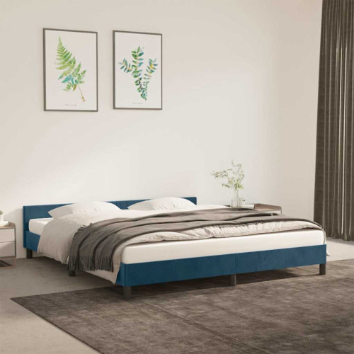 vidaXL Sängram utan madrass mörkblå 180x200 cm sammet
