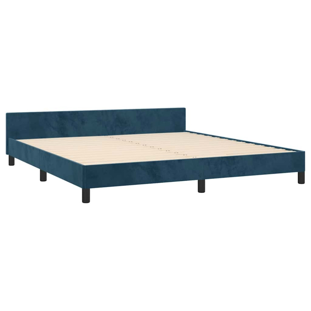 Produktbild för Sängram utan madrass mörkblå 180x200 cm sammet