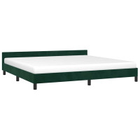 Produktbild för Sängram utan madrass mörkgrön 200x200 cm sammet