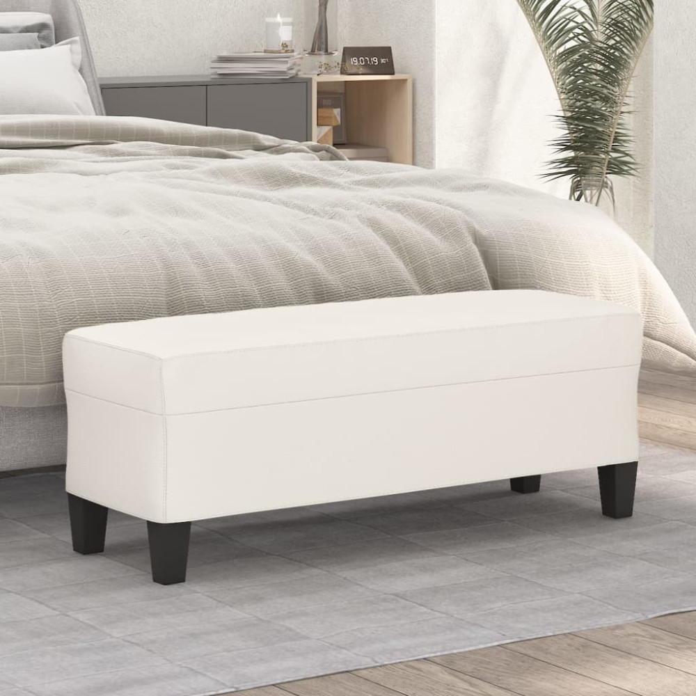 Produktbild för Bänk gräddvit 100x35x41 cm konstläder