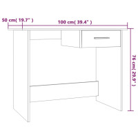 Produktbild för Skrivbord rökfärgad ek 100x50x76 cm konstruerat trä