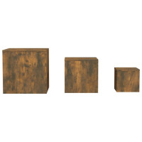 Produktbild för Sidobord 3 delar rökfärgad ek konstruerat trä