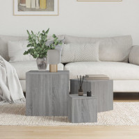 Produktbild för Sidobord 3 st grå sonoma konstruerat trä
