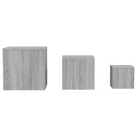Produktbild för Sidobord 3 st grå sonoma konstruerat trä