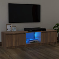 vidaXL TV-bänk med LED-belysning Brun ek 120x30x35,5 cm