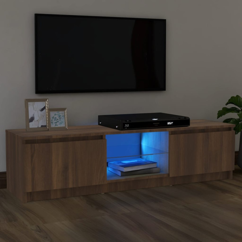 Produktbild för TV-bänk med LED-belysning Brun ek 120x30x35,5 cm