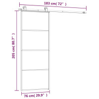 Produktbild för Skjutdörr med beslagset ESG glas och aluminium 76x205 cm