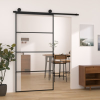 Produktbild för Skjutdörr med hårdvara 102,5x205 cm ESG-glas och aluminium